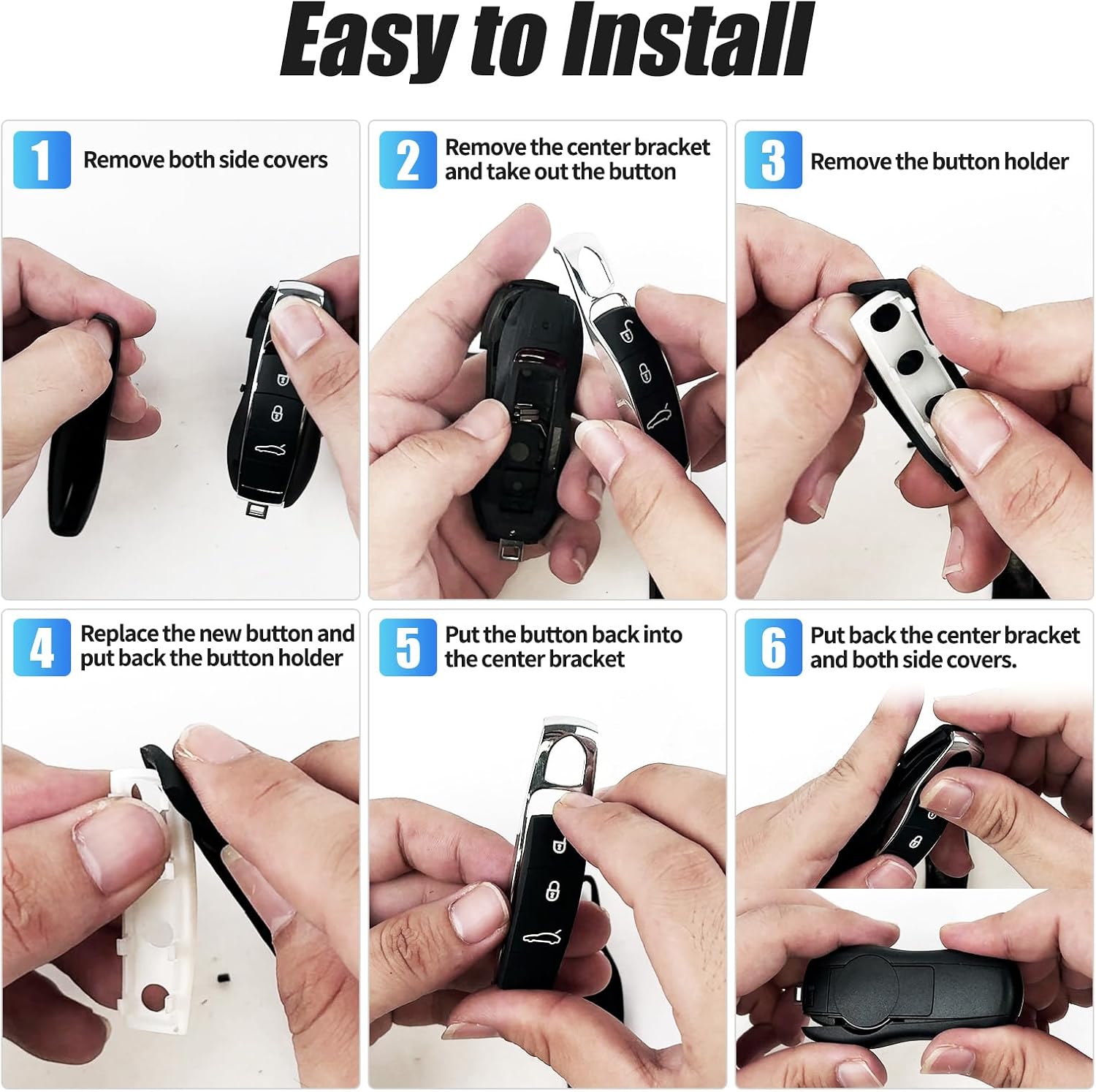 Black Rubber Key Button Cover Compatible with Porsche 911 2013-2018 Compatible with Porsche Accessories