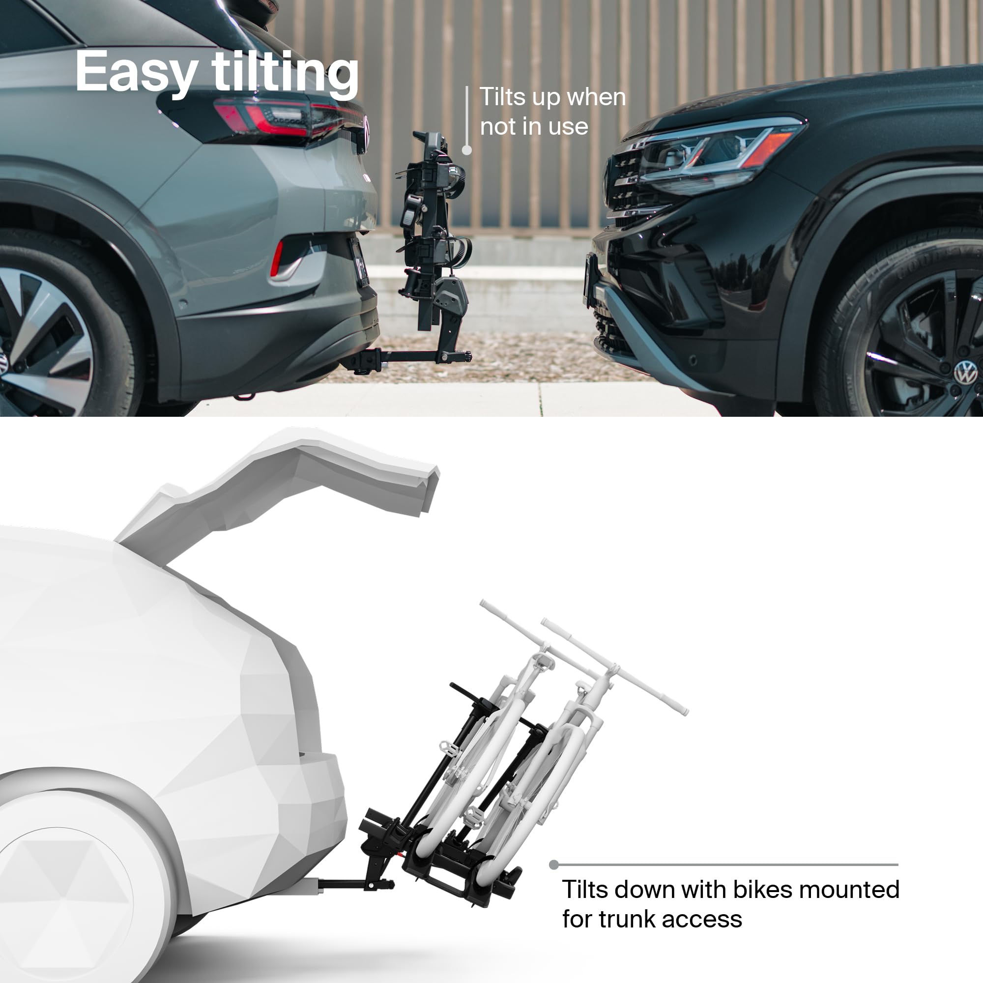 Thule Outpace Fahrradträger für 2 Fahrräder, kompakt und leicht, zusammenklappbares Design, passend für die meisten Fahrradstile, 50 kg Kapazität, 25 kg pro Fahrrad, kompatibel mit 5,1 cm Kupplungen