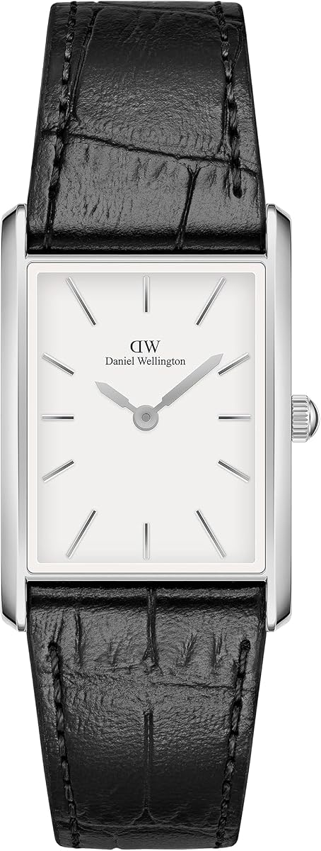 Daniel Wellington Bound 35x24mm Guilloché Silver - Reloj para hombre Reloj con correa de cuero y acero inoxidable