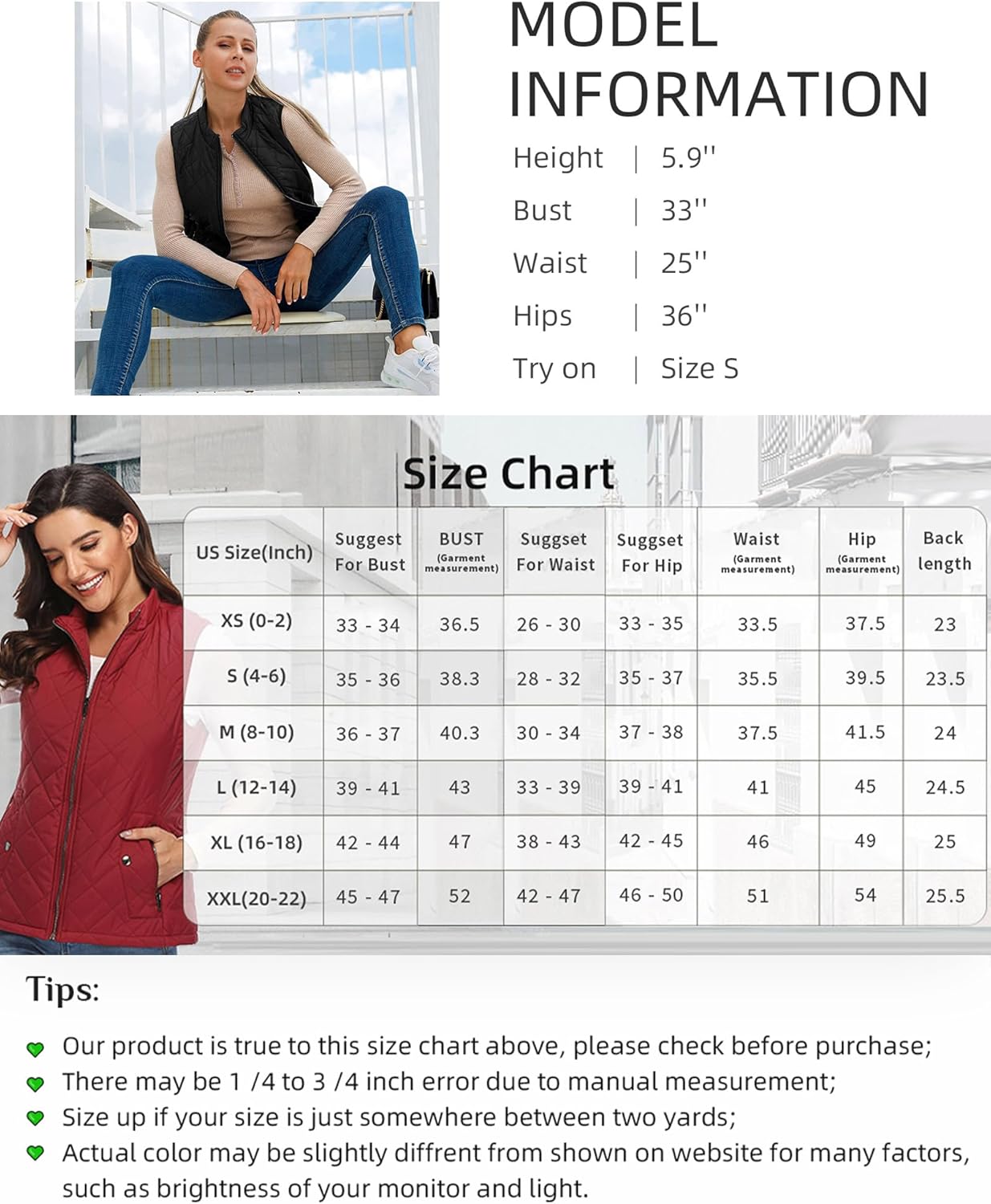 Argstar Women's Vest, Quilted Lightweight Zip Pockets Padded Gilet (XS-2XL) - Image 5