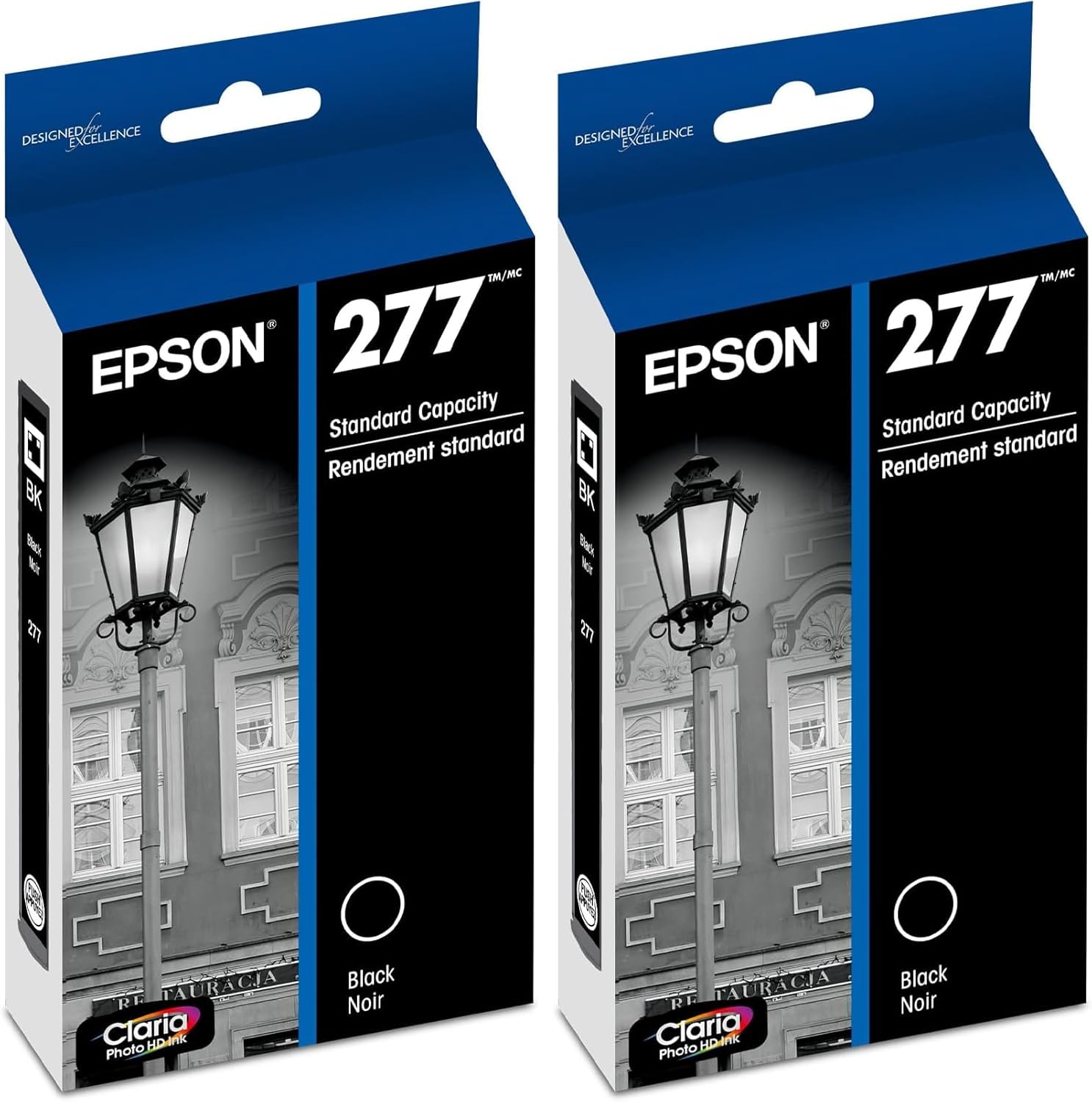 Epson T277 Claria Photo HD Ink Standard Capacity Photo Black Cartridge (T277120-S) for Select Expression Printers (Pack of 2)