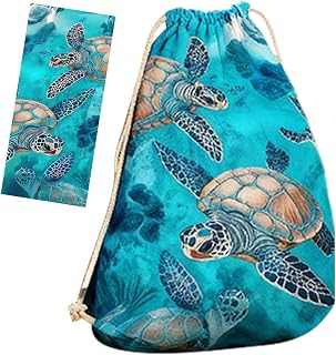 Beach Towel Bag, 2 in 1 Microfibre Beach Towel Bag Convertible for Travel, Convertible Turtle Beaches Towels Backpack Drawstring, Quick Dry Beaches Towels Foldable Storage Blanket, for Men Women