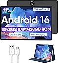 WXUNJA Android 16 Tablet,11 Inch Tablets with Octa Core Processor, 28GB RAM 128GB ROM 1TB Expand, Widevine L1, 8000mAh Battery, 2.4/5Ghz Dual WiFi/GPS/FM, 5/8MP Cameras, Case Included, Black