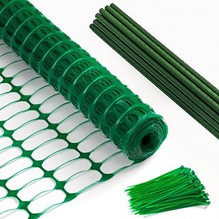HIDALIFE Temporary Plastic Fence with Steel Posts - 40in x 100ft Dog Pool Safety Barrier for Garden Backyard Outdoor