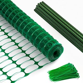 Temporary Fence Plastic Fence with Posts, Safety Barrier for Dogs Snow Mesh Fencing with Steel Stake Movable Portable Fencing Fence Roll 40In High 82Ft/100Ft Long for Garden Backyard Outdoor