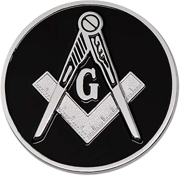 RARE BLACK ALL Metal LARGE 3" Blue Lodge Masonic Motorcycle/Auto Car Emblem...