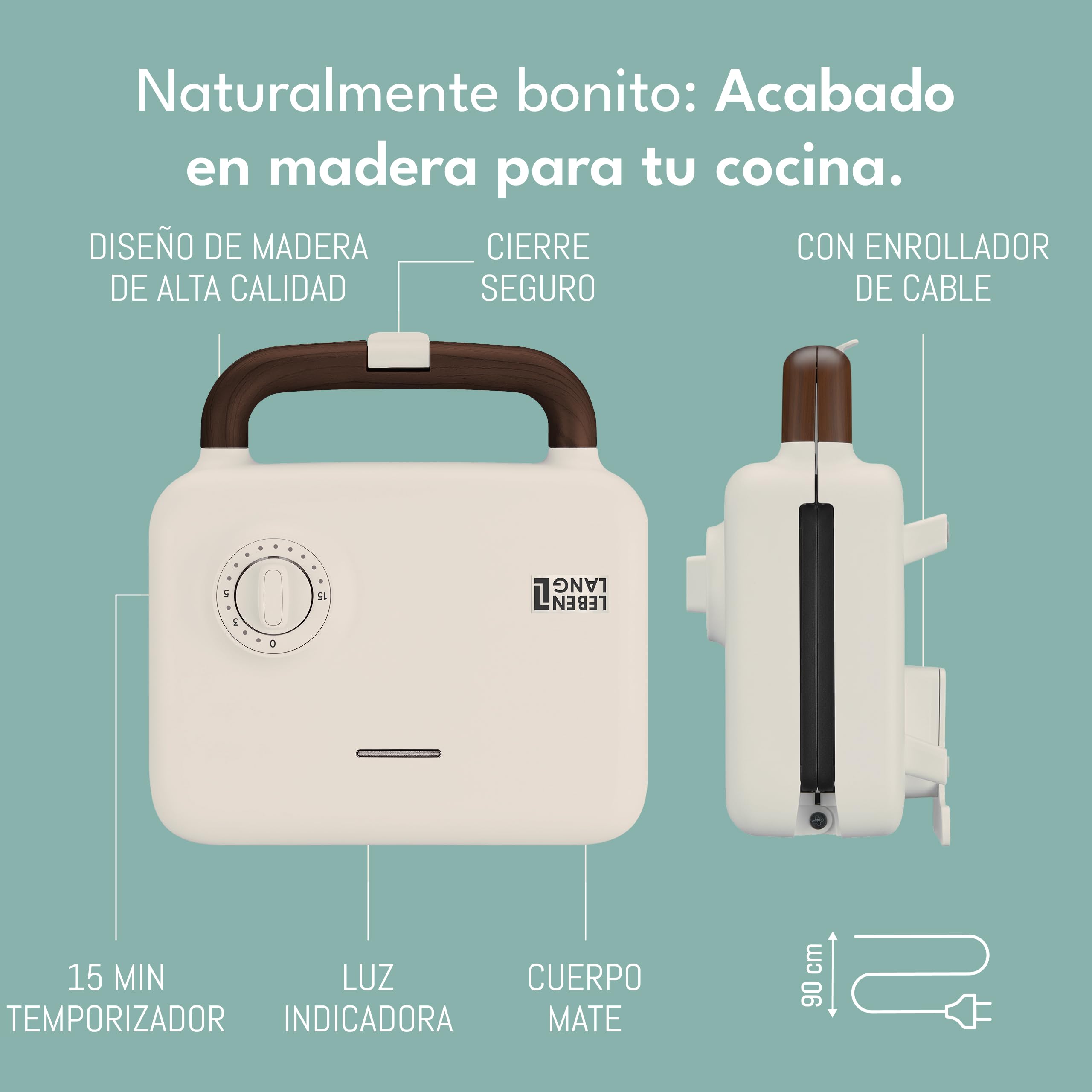 LEBENLANG Sandwichera 3 en 1-750W Incl. 3 insertos para Parrilla, Sándwich & Gofres I Sandwich toaster Sandwicheras Sanduicheira 3 em 1 Plancha Sanwichera 2 Sandwich Tostadeira Sanducheras Sandwich