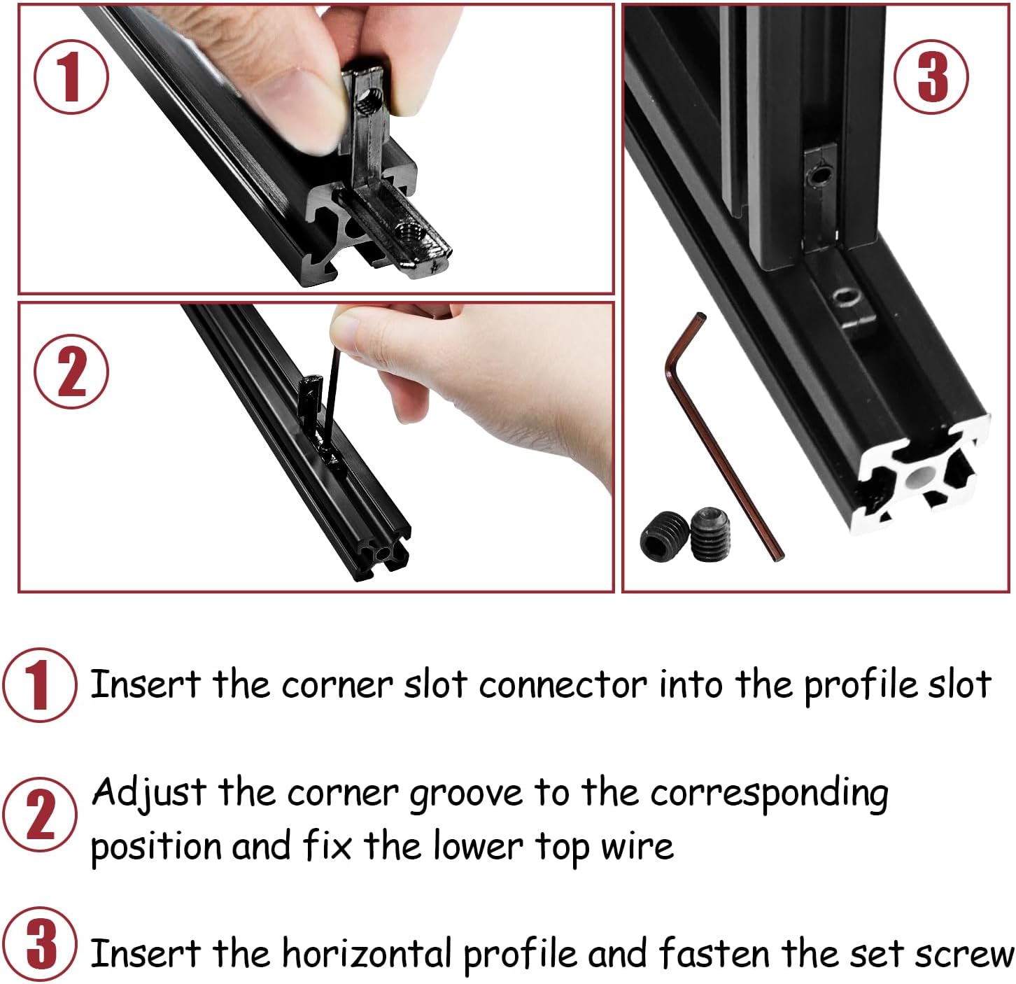 30Pcs 2020 Series L-Shape Interior Inside Corner Connector, 90 Degree Zinc Alloy Corner Joint Bracket with Screws and Wrench for Aluminum Extrusion Profile Slot 6mm (Black)