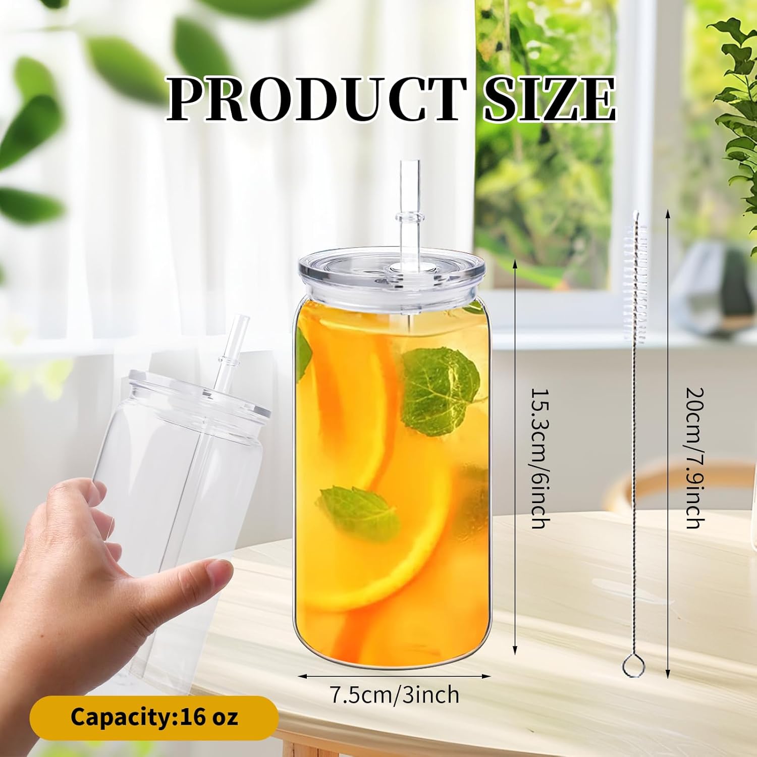 14 Pack Acrylic Mason Jars with Lids and Straws 16 oz Iced Coffee Tumbler Water Bottles Plastic Drinking Cups for Milk Juice Beverage Beer (Clear) - Image 2