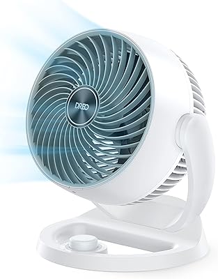 Dreo 11.8" Air Circulator Fan, Desk Fan, 70ft Whole Room Air Circulation, Table Fan, 120° adjustable tilt, 3 Speed, 28db Low Noise, Quiet, Portable Fan for Bedroom, Office, Kitchen, Home, White