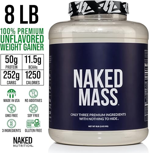 Miniatura 28 de NAKED Masa de mantequilla de maní de chocolate, 1,280 calorías, 1.76 oz de proteína, nada artificial. Polvo de proteína para ganar peso totalmente