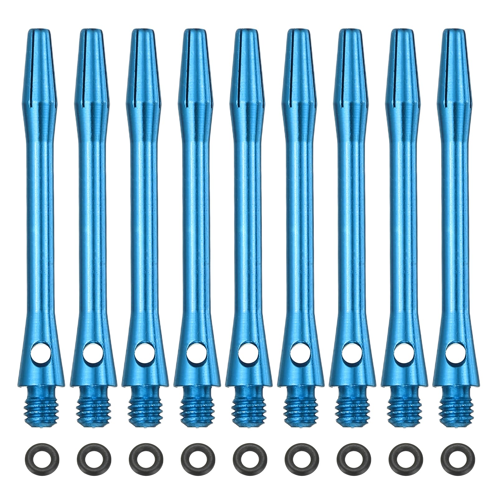 YELARXI Dart Shafts for Steel Tip, Medium 2BA Thread Aluminum Dart Shaft Set with Black Rubber Ring Replacement Accessories For (Darts Training/Sharpener), 45mm & 34 Set & Sky Blue
