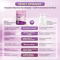 Vista 6 de VivoNu Multivitamínico prenatal 19 en 1, vitaminas prenatales para mujeres, vitamina C D3, K2, B6, B12 con ácido fólico, DHA, colina, probiótico