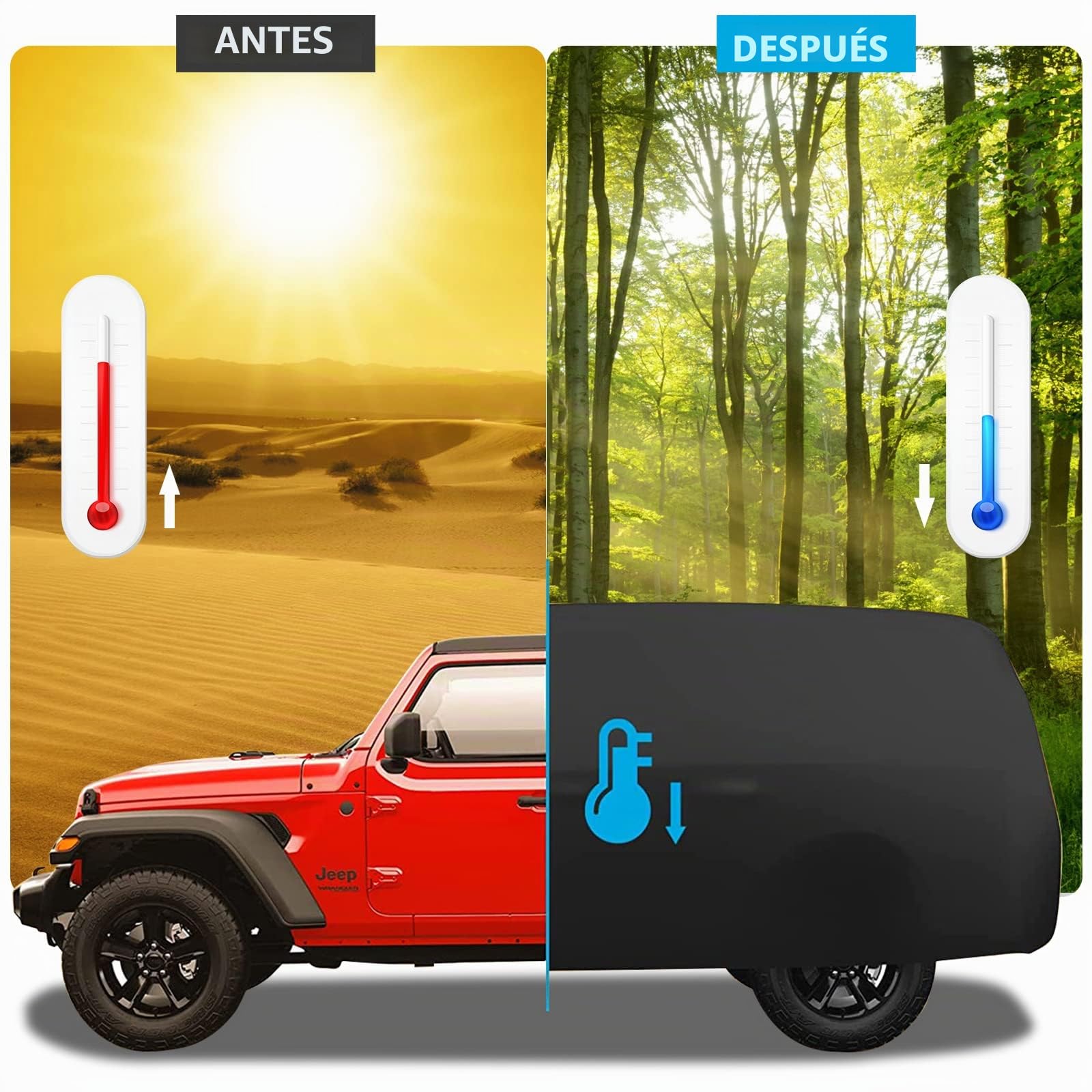 Funda Coche, Cubierta de Coche Impermeable Compatible con Jeep 2 Puertas