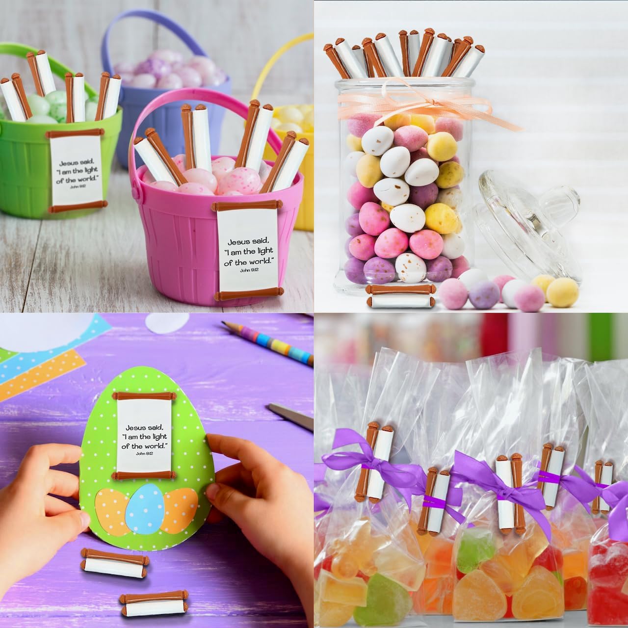 Christian Easter Bible Verse Scrolls for Kids – Religious Easter Egg Hunt Stuffers, Basket Fillers, Sunday School Class Party Favors, Church Classroom Crafts, Resurrection Plastic Eggs 12 Pack