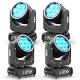 4PCS Moving Head Light 7x40W LED with Wash Beam Vortex Kaleidoscope Effect RGBW 4 in 1Color Bee Eye Focus DJ Light by DMX and Sound Activated Control for Concert Hall Theater Stage Lighting Effect