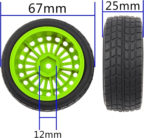Miniatura 6 de OD2.75 pulgadas de nailon 0.472 in hexagonal llantas y neumáticos de goma compatibles con HSP Tamiya HPI Traxxas 110 112 On-Road Car, WLtoys 144001