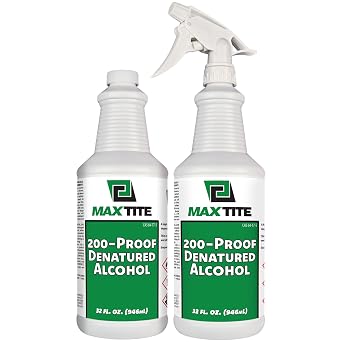 MAXTITE 200-Proof 100% Denatured Alcohol with Heavy-Duty Sprayhead - 32 fl oz, 2 Pack 64 fl oz Total - for Industrial, DIY, or Professional Use - Solvent, Cleaner, Additive - Made in USA