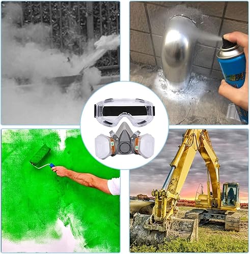 Miniatura 5 de Máscara de respirador con filtros, máscara de pintura de respirador de soldadura, máscara de gas reutilizable, respirador de cara completa