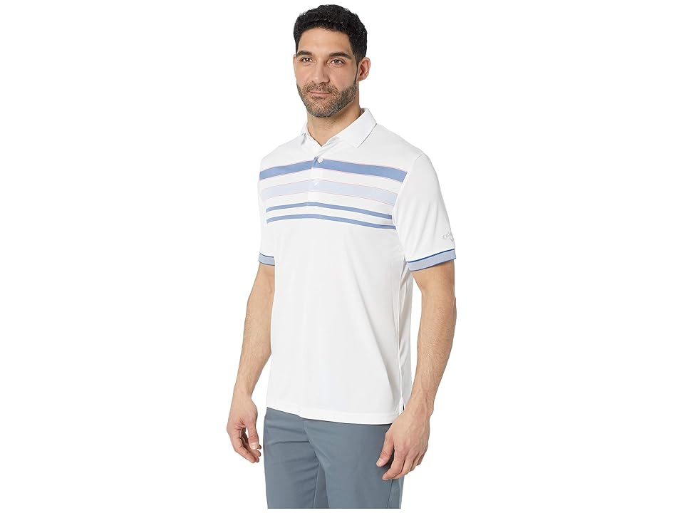 

Callaway Engineered Birdseye Striped Polo (Bright White) Men's Clothing