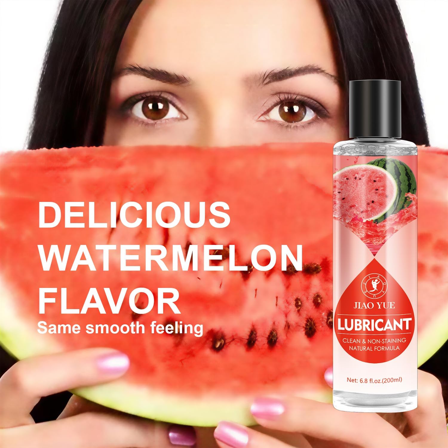 Personal Intimate Lubricant, Watermelon Flavored Water-Based Lube, Silky Smooth Longlasting for Women, Men and Couples, Sugar-Free, Non-Staining, 6.8 Fl Oz (Watermelon)