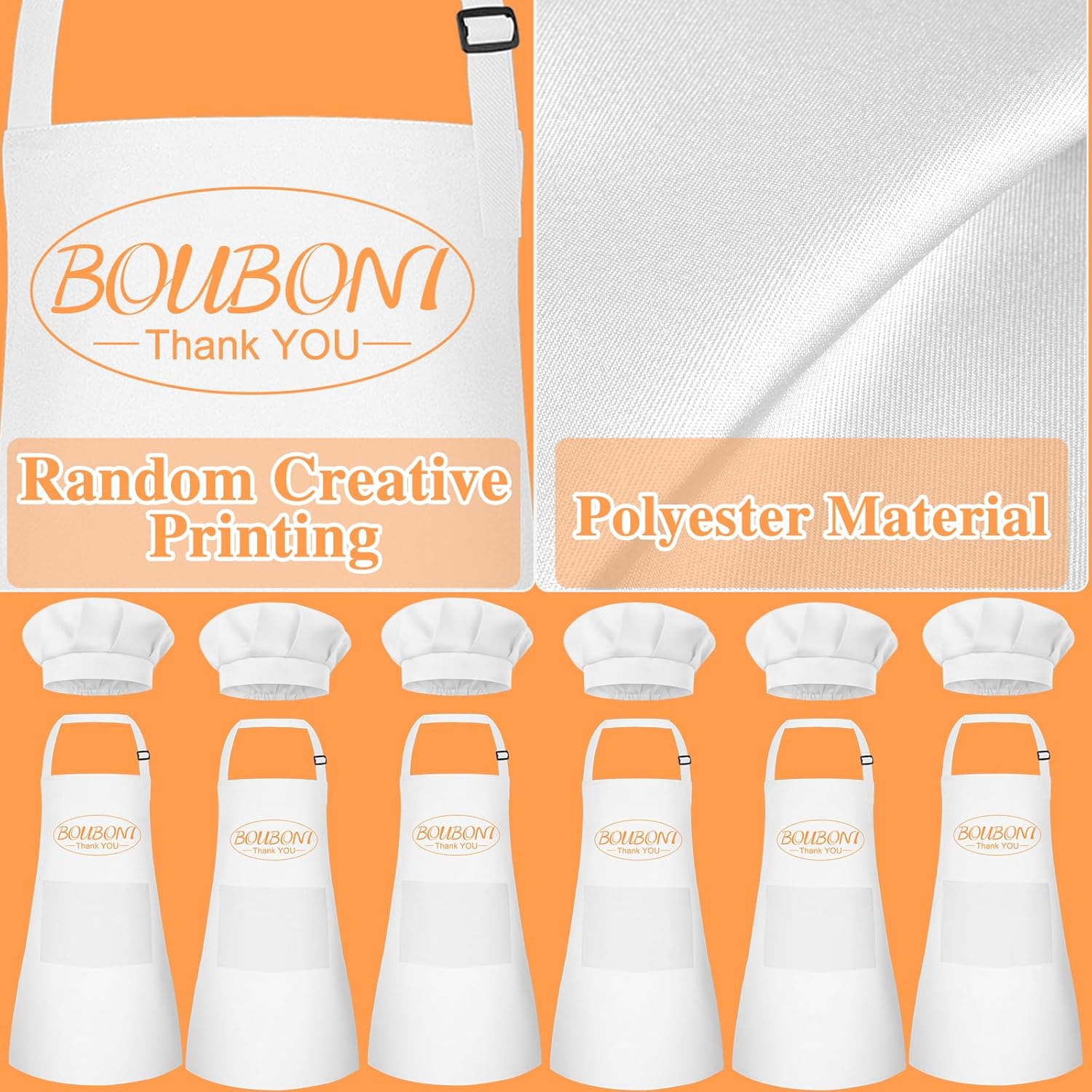 12 Sets Kids Apron and Chef Hat Set Adjustable Toddler Apron with Colored Pen Template for Baking Painting Crafts