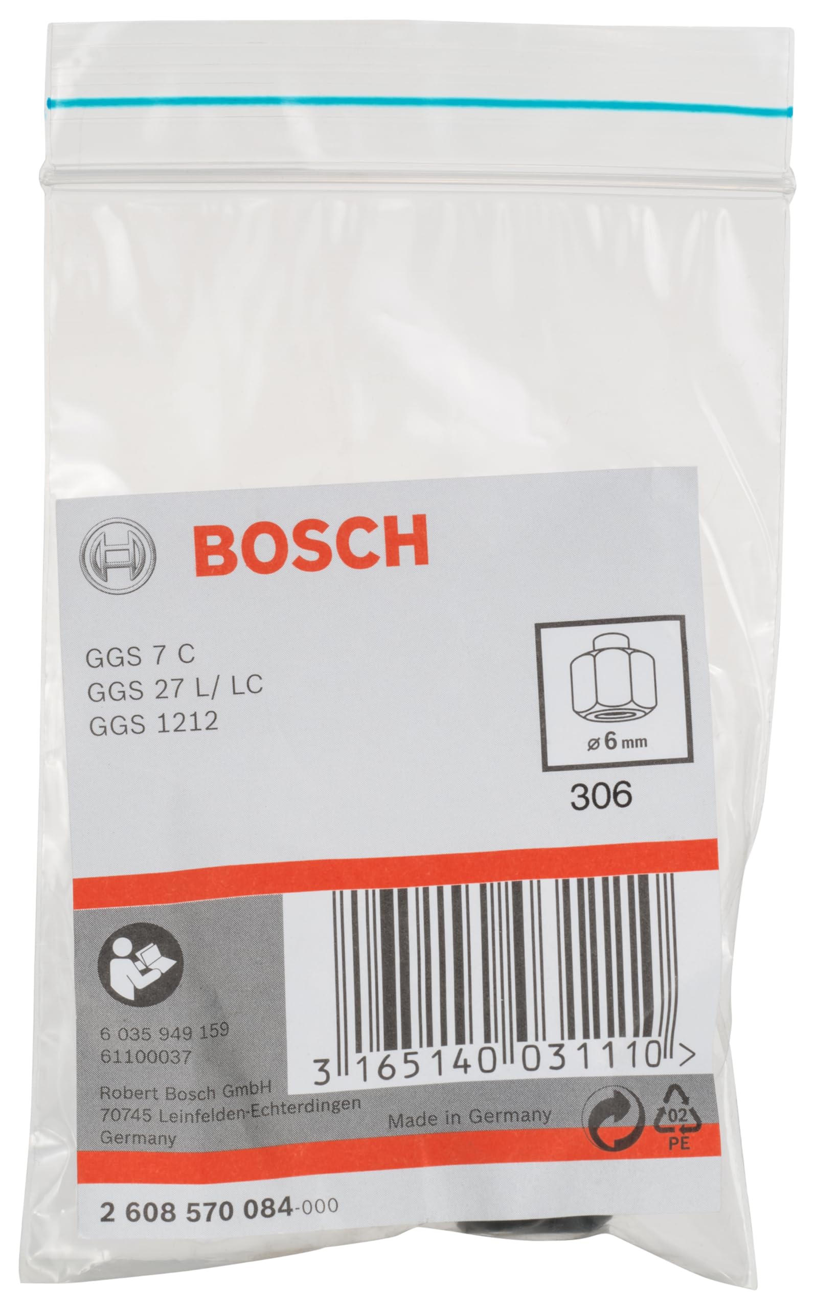 Bosch 2 608 570 086 - Pinza de sujeción con tuerca tensora - 8 mm (pack de 1)