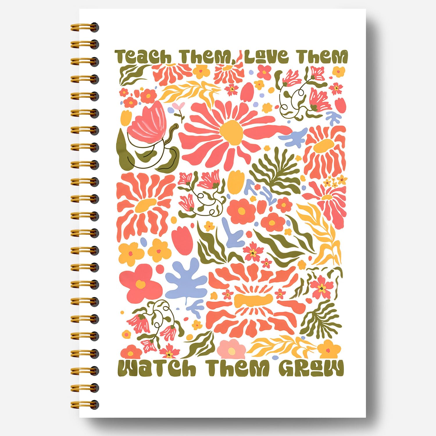Carnet pour enseignant floral 14x21 cm et journal de bord à spirale bohème