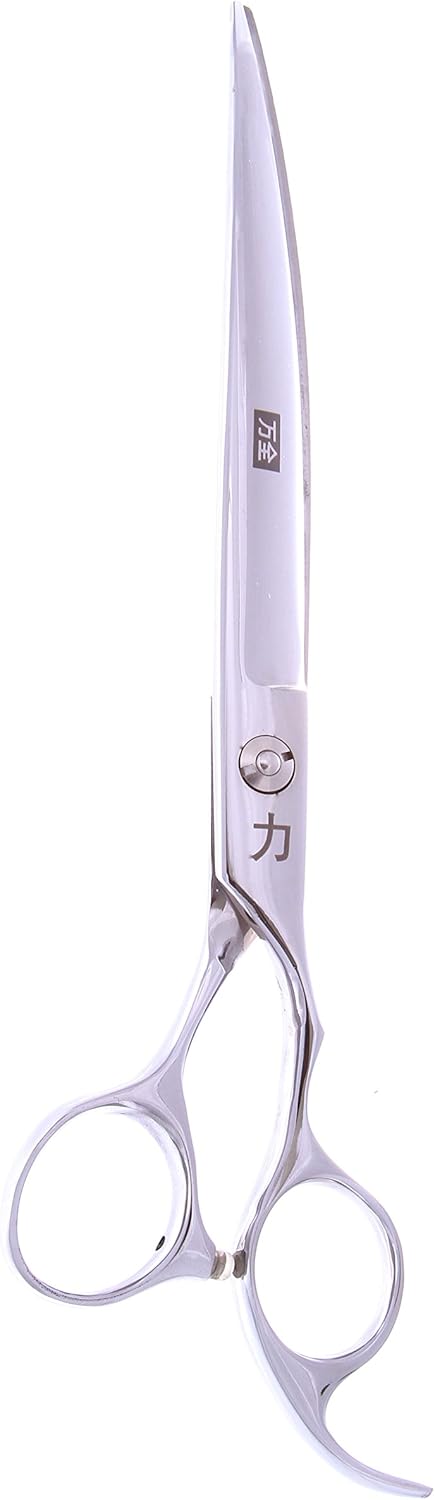 ShearsDirect 8-Inch Curved Professional Ergonomic Grooming Shear with Off-Set Handle and Fixed Finger Rest