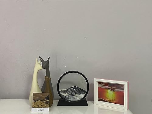 Miniatura 51 de HYUGF Decoración de imagen artística de arena en movimiento, movimiento líquido de paisaje de arena profunda 3D, marco de vidrio redondo, regalo