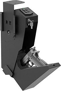 Sponsored Ad - RAVORD Desk Mounted Gun Safe for Bedside Nightstand, Grocery, RV - Auto Drop Down Lid for Quick Access, Kee...