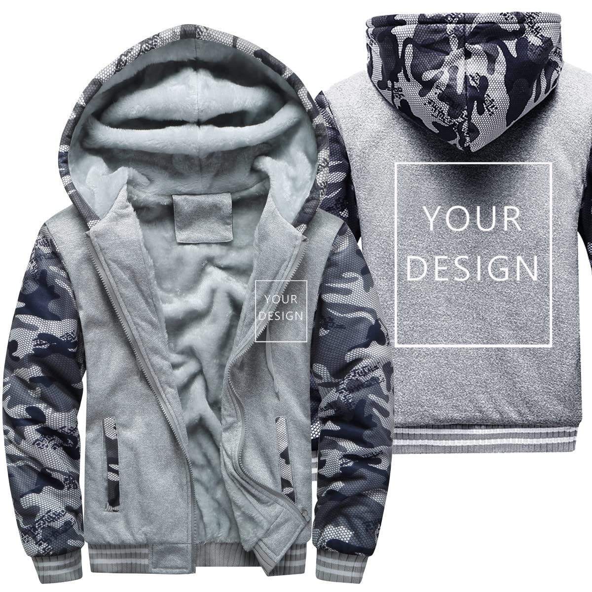 ALRRGPB Custom Hoodie for Men Design Your Own Jacket Add Text Personalized Full Zipped Sweatshirt