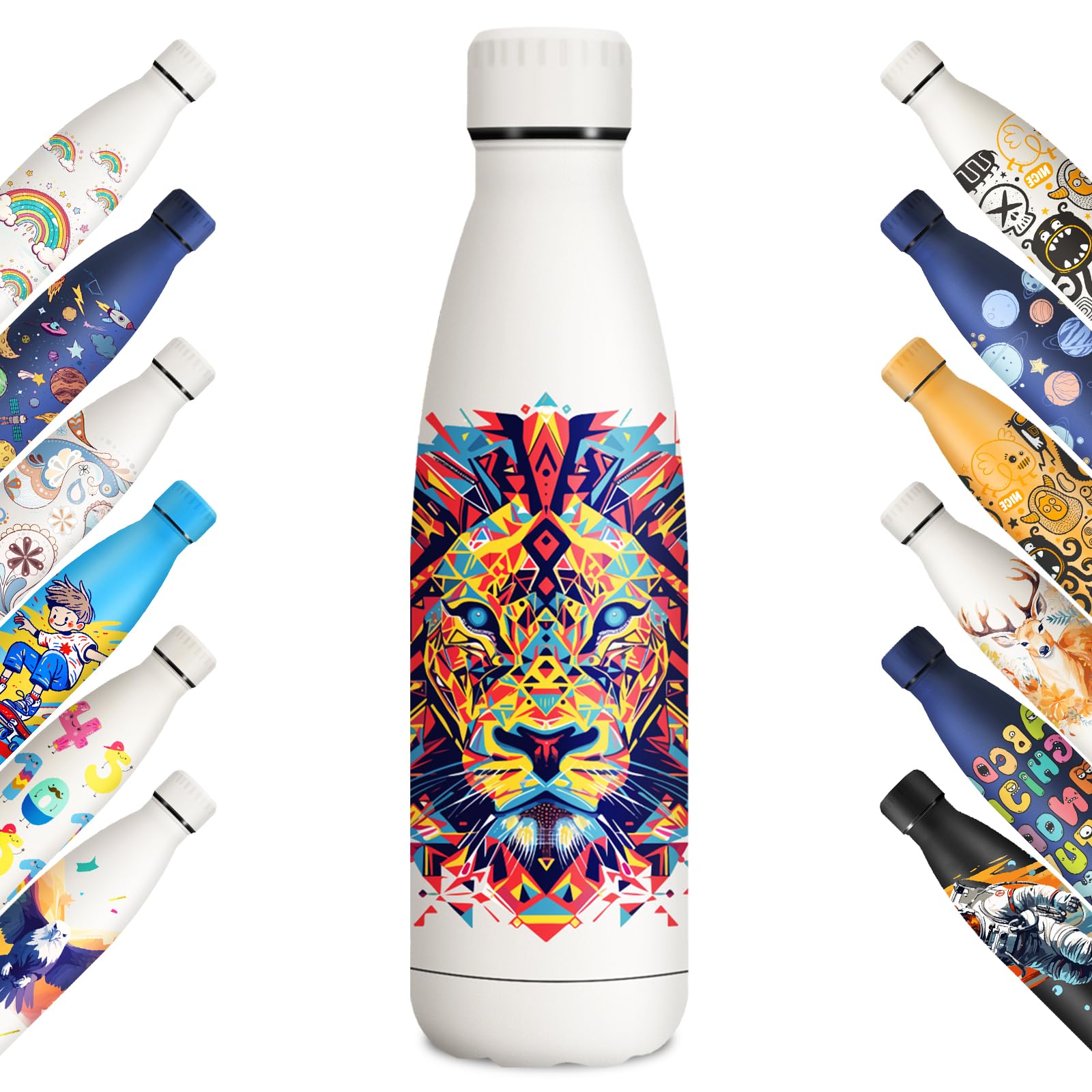 KollyKolla Bottiglia Termica 500ml, Borraccia Personalizzata, senza BPA, Borraccia Termica a Prova di Perdite, Doppia Parete, Bottiglia Termica per Ragazzi, Ragazze, Palestra, Outdoor, l'école