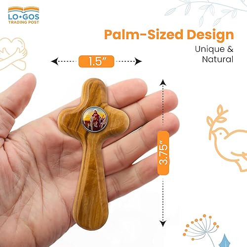 Miniatura 2 de Cruz de confirmación de buen pastor, cruz de madera de olivo de tierra santa de Israel para niñas y niños, recuerdo de ceremonia de confirmación de