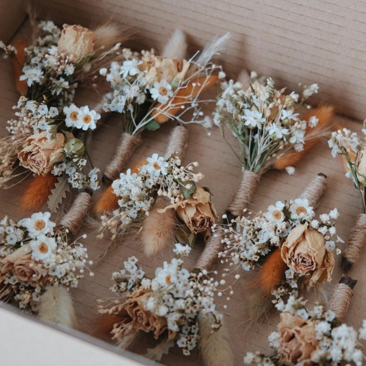 Trockenblumen Brautstrauß Mini natürlicher Trockenblumenstrauß Hochzeit Mittelstücke Dekor - 20 Stück