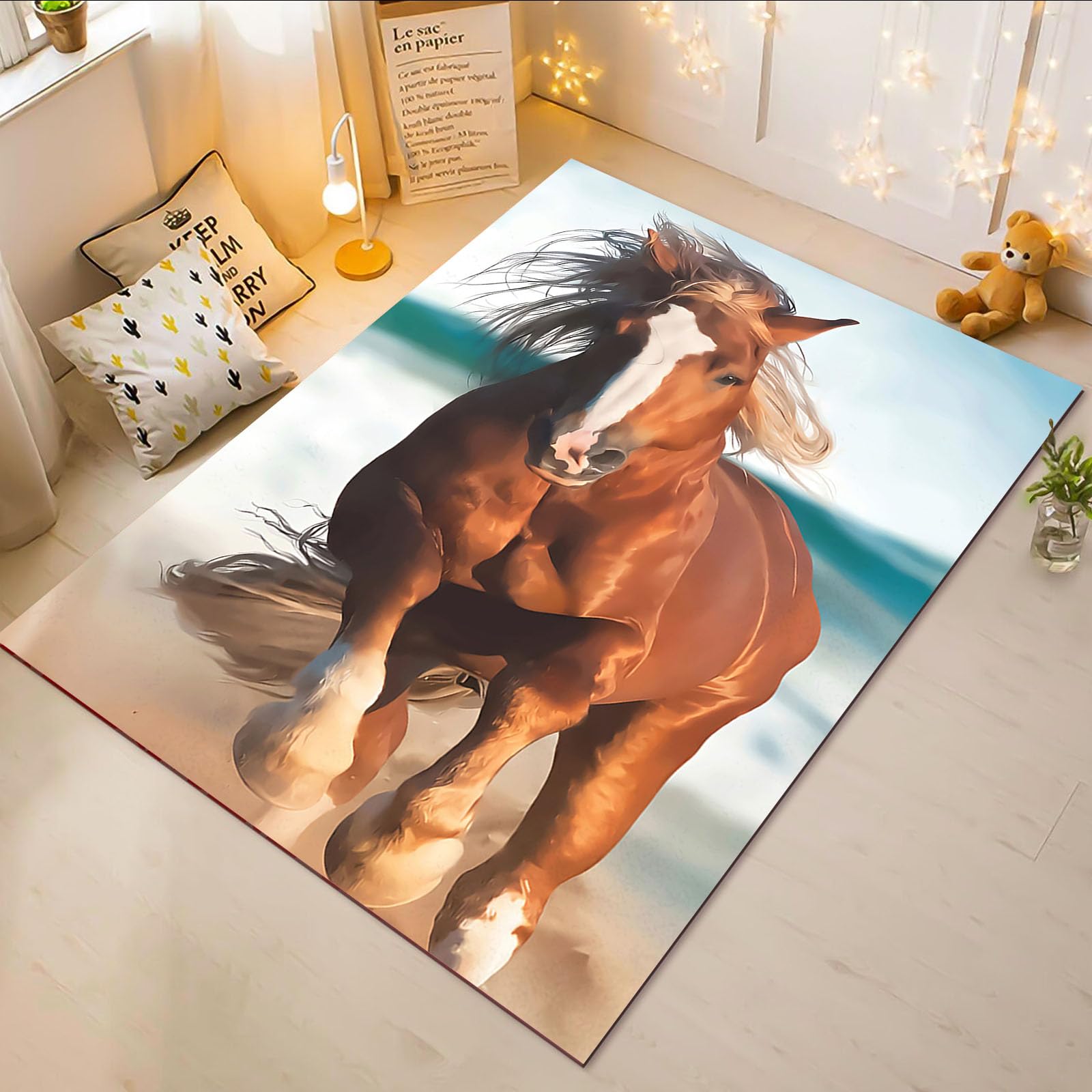 Tapis de salon 160 x 230 cm grand format et tapis chambre enfant cheval