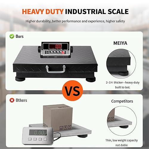 Miniatura 3 de MEIYA Báscula de envío resistente, báscula de plataforma industrial de 660 libras para paquetes, escala postal de precisión de 0.1 lb para pequeñas