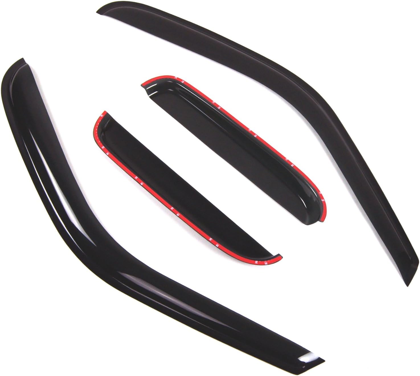 TuningPros Outside Mount Window Vent Visors Rain Guards | Side Window Wind Deflectors Rain Shields | Smoke Tinted, 4 Pcs Set, DGWV-459
