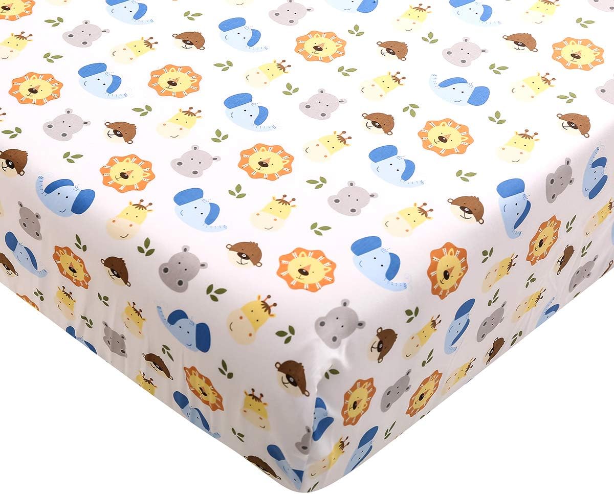3 PCs Brown Embroidery Lion Nursery Crib Bedding Set Baby Boy African Animal Safari Cot Bedding Set 1 Quilt 1 Fitted Sheet 1 Diaper Storage Bag