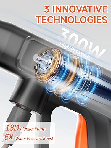 Miniatura 6 de PUNOMO Lavadora a presión inalámbrica alimentada por batería, pistola de lavado de mano portátil sin escobillas con 2 baterías de 21 V y cargador,