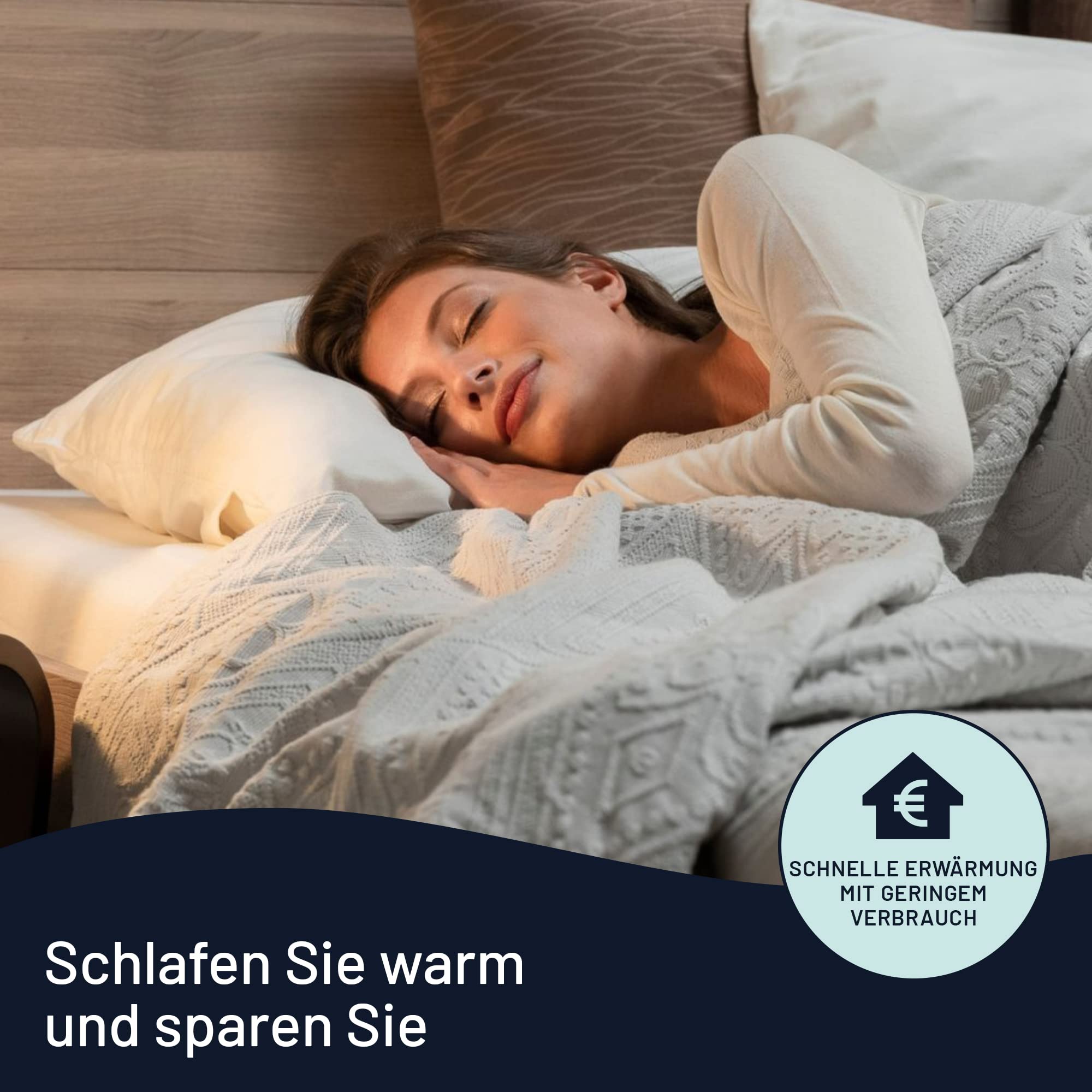 Imetec Adapto Einzelbett-Wärmeunterbett, 150x80 cm, geringer Verbrauch, schnelle Erwärmung, personal. Temp., 100 % Wolle & Merino, Made in Italy, rutschfestes Gewebe, Steuerung mit 6 Temp.