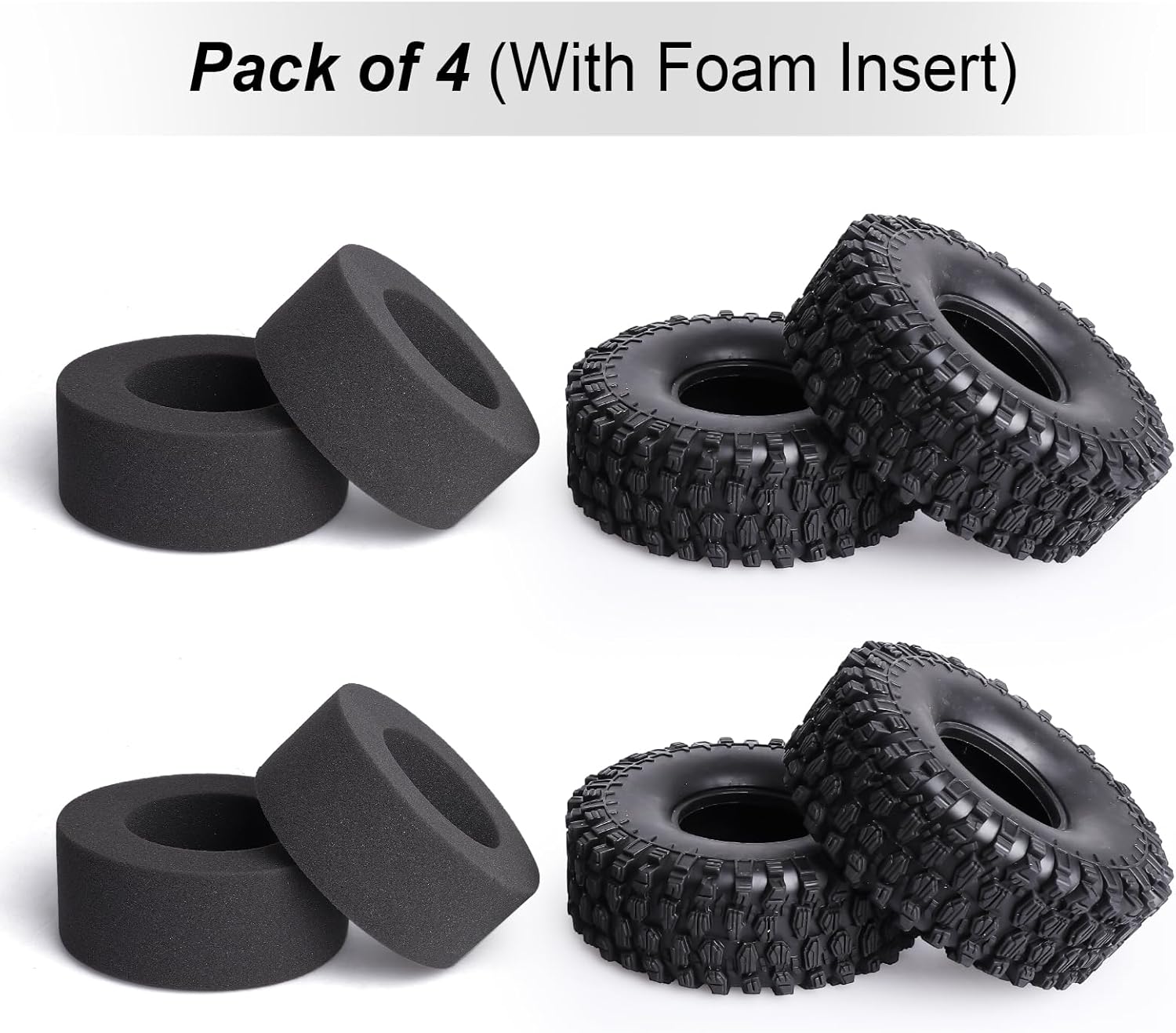 Hobbypark RC 1.9 Crawler Tires 4.7 Inch 120mm Outer Diameter for Axial SCX10 II III Traxxas TRX4 Redcat Gen 8 Gen7 RC4WD RC Rock Climbing Tyres Foam Inserts, 4pcs