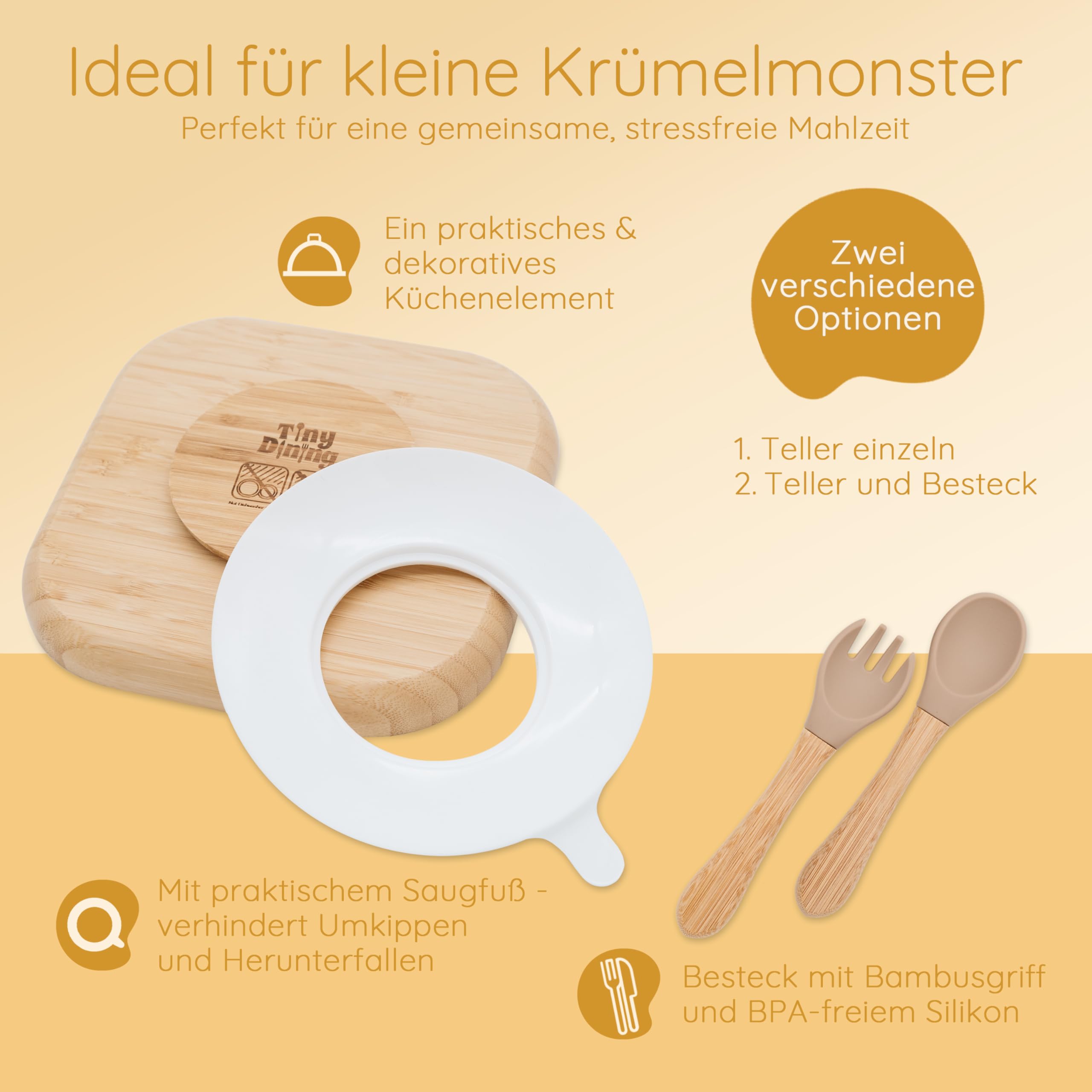 Bärenfreunde - Personalisierter Baby Teller mit Saugnapf - Praktisches Beikost Zubehör Säugling mit Namen - Kinder Teller Rutschfest - Personalisierte Geschenke Baby (Löwe)