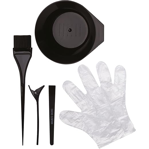 Marco Boni Kit Para Tintura De Cabelo 2 Clips Para Cabelo 1 Pincel Para Aplicação 1 Par De Luvas Descartáveis 1 Tigela Para Tintura 1438 Preto 5 Itens