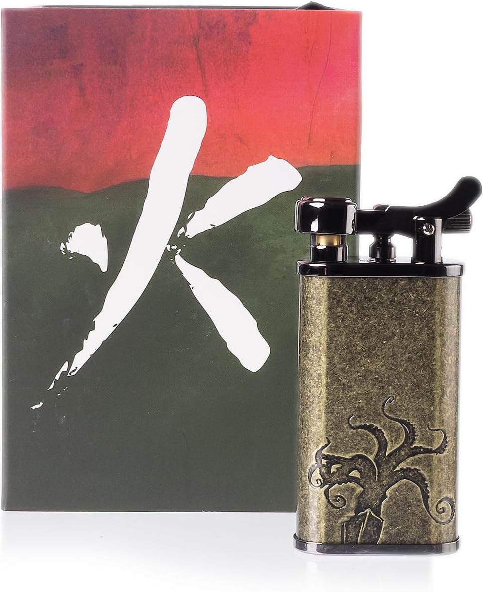 Takara Japanese Dual Flame Pipe Lighter - Refillable, Angled & Adjustable Soft-Flame, Flip Top, Travel Friendly, Uses Butane (Brass)