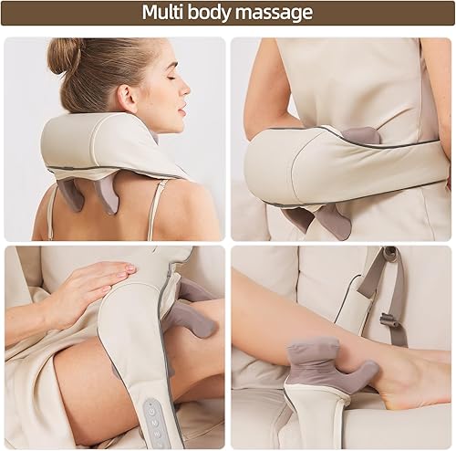 Miniatura 4 de Masajeador de cuello con calor, masaje inalámbrico de cuello y hombros, masajeador shiatsu 6D recargable para aliviar el dolor de tejido profundo,