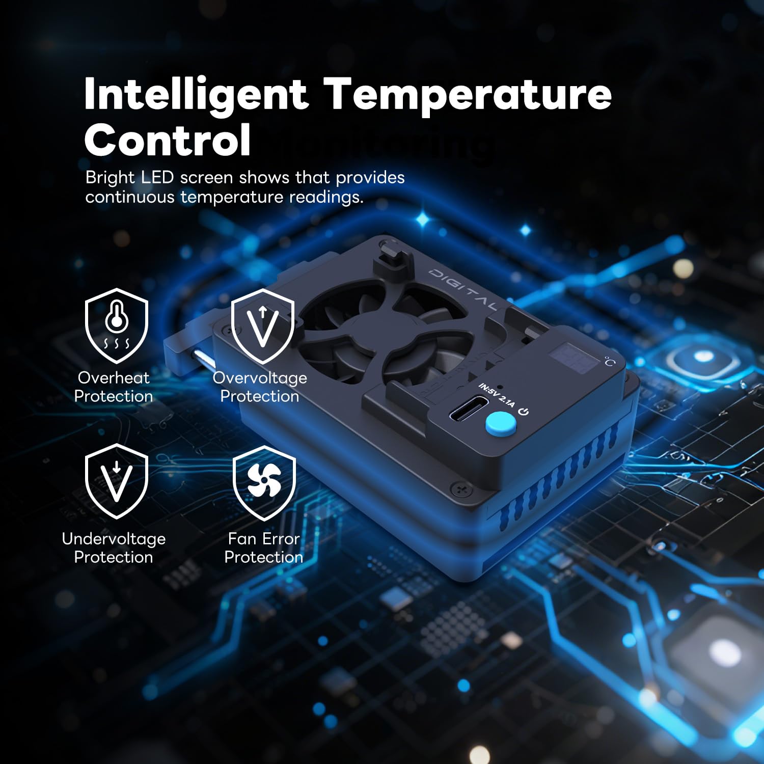 ICEMAN-E6 Camera Cooling Fan para Canon R5/R6/90D/SX70, Ventilador de Refrigeración TEC con Pantalla LED, Doble Alimentación LP-E6/USB-C, Silencioso, Montaje Rápido