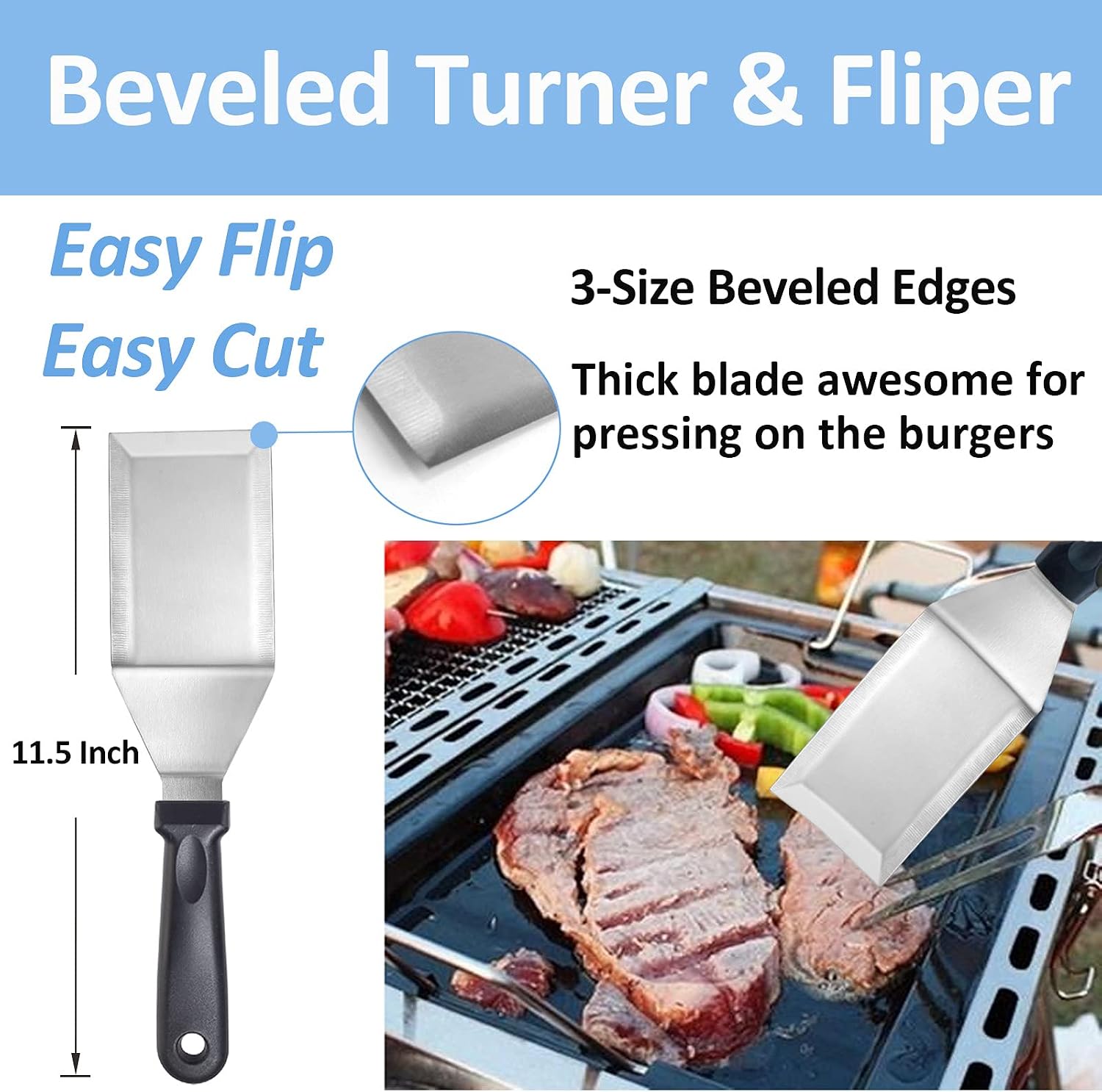ULEE Griddle Accessories Compatible with Blackstone, Premium Flat Top Grill Accessories, Perfect Griddle Spatula Set for Outdoor BBQ, Teppanyaki and Camping