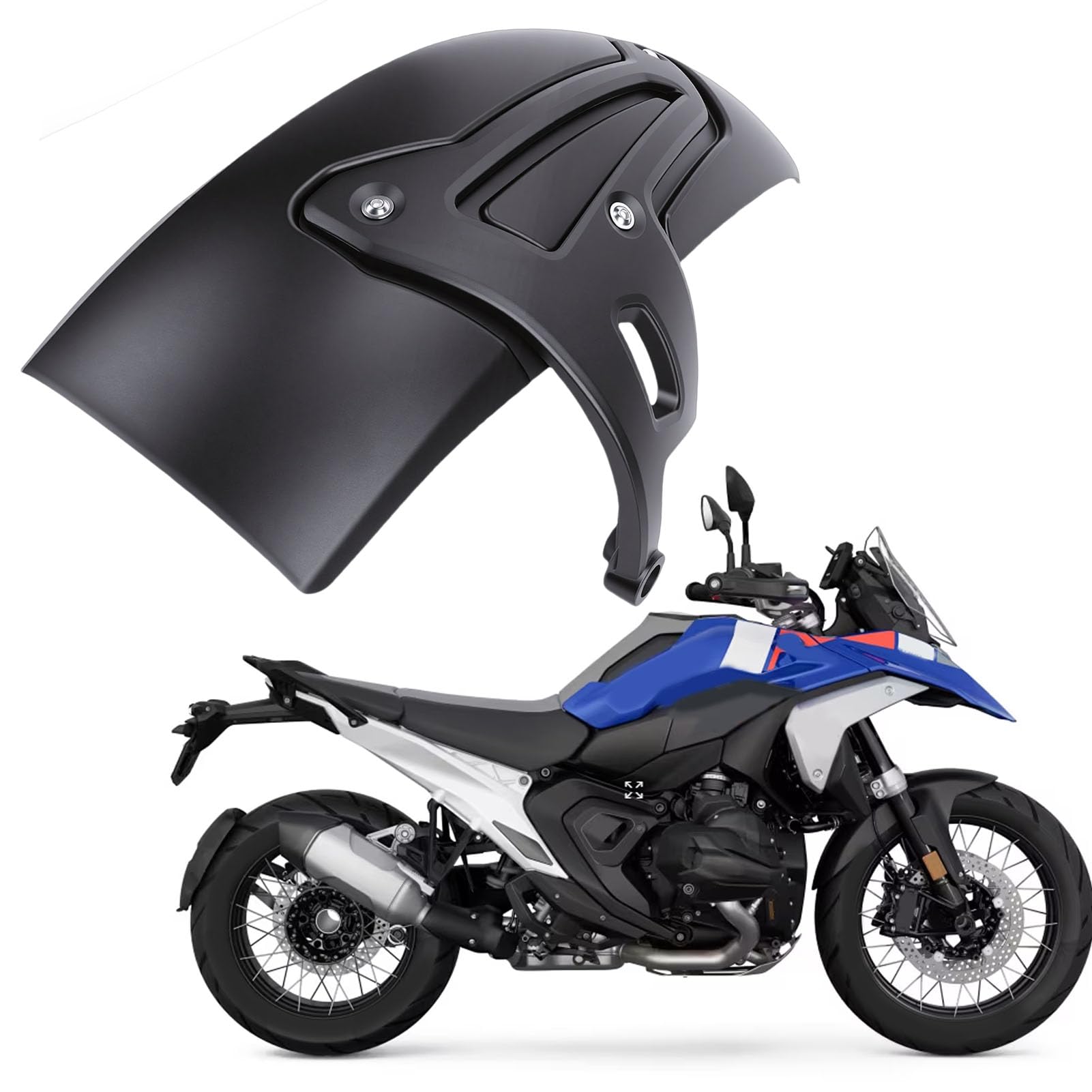 KIMISS Tylny Błotnik Motocyklowy, Osłona Przed Zachlapaniem Tylnego Koła, Czarna Tylna Osłona Ochronna, Wymiana z Czarnym Wspornikiem dla 2023+ i Adventure 2024+