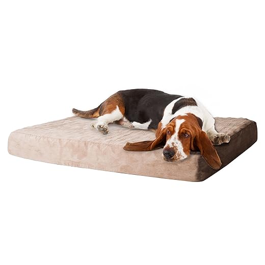 PETMAKER Memory Foam Dog Bed with Removable Cover, Medium, Tan